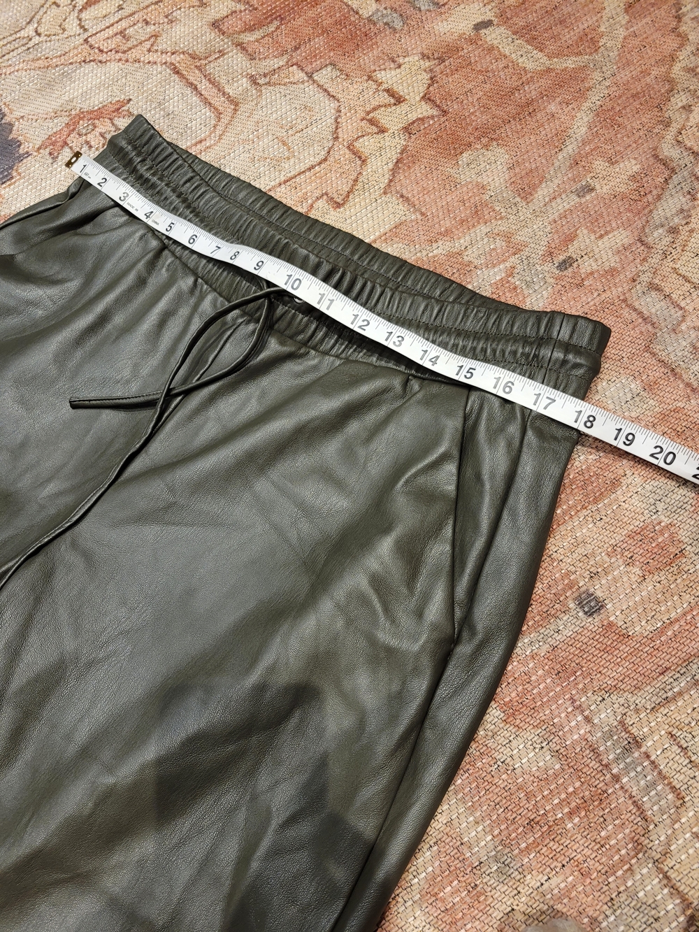 LOFT Olive Green Faux Leather Pull-on Barrel Jogger Pants - Picture 4 of 8